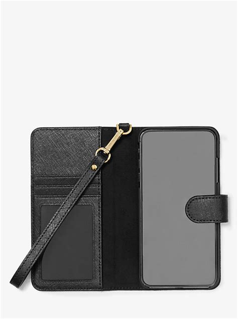 michael kors xs max case|Saffiano Leather Wristlet Folio Case for iPhone XS Max .